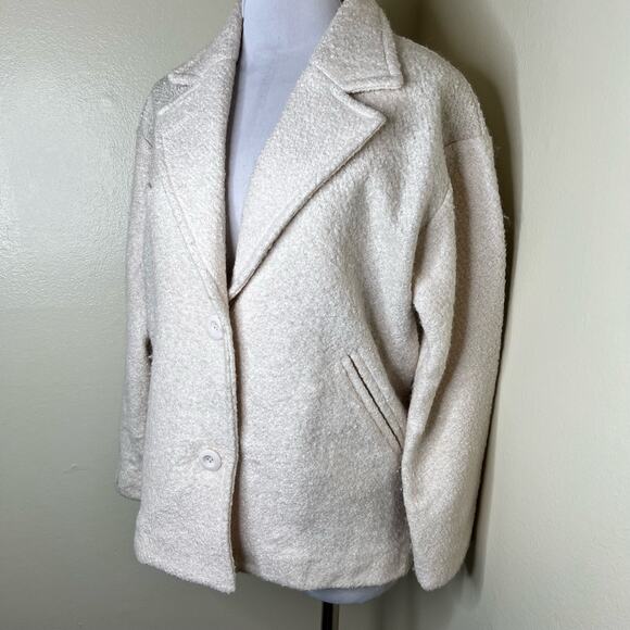 Elodie Wool Blend Teddy Jacket Medium Womens Sherpa Shawl Collar Button Winter - Picture 3 of 9